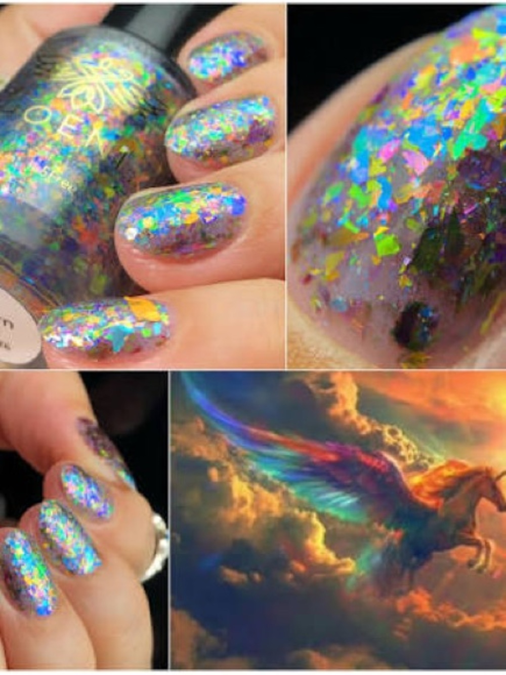 Phoenix Alicorn Iridescent Multi-Color Flake Nail Art Polish